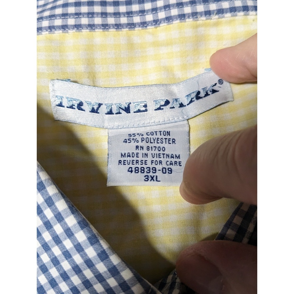 VTG IRVINE PARK Mix-Match Gingham Men 3XL Cotton Blend Multicolor Shirt - Picture 6 of 15